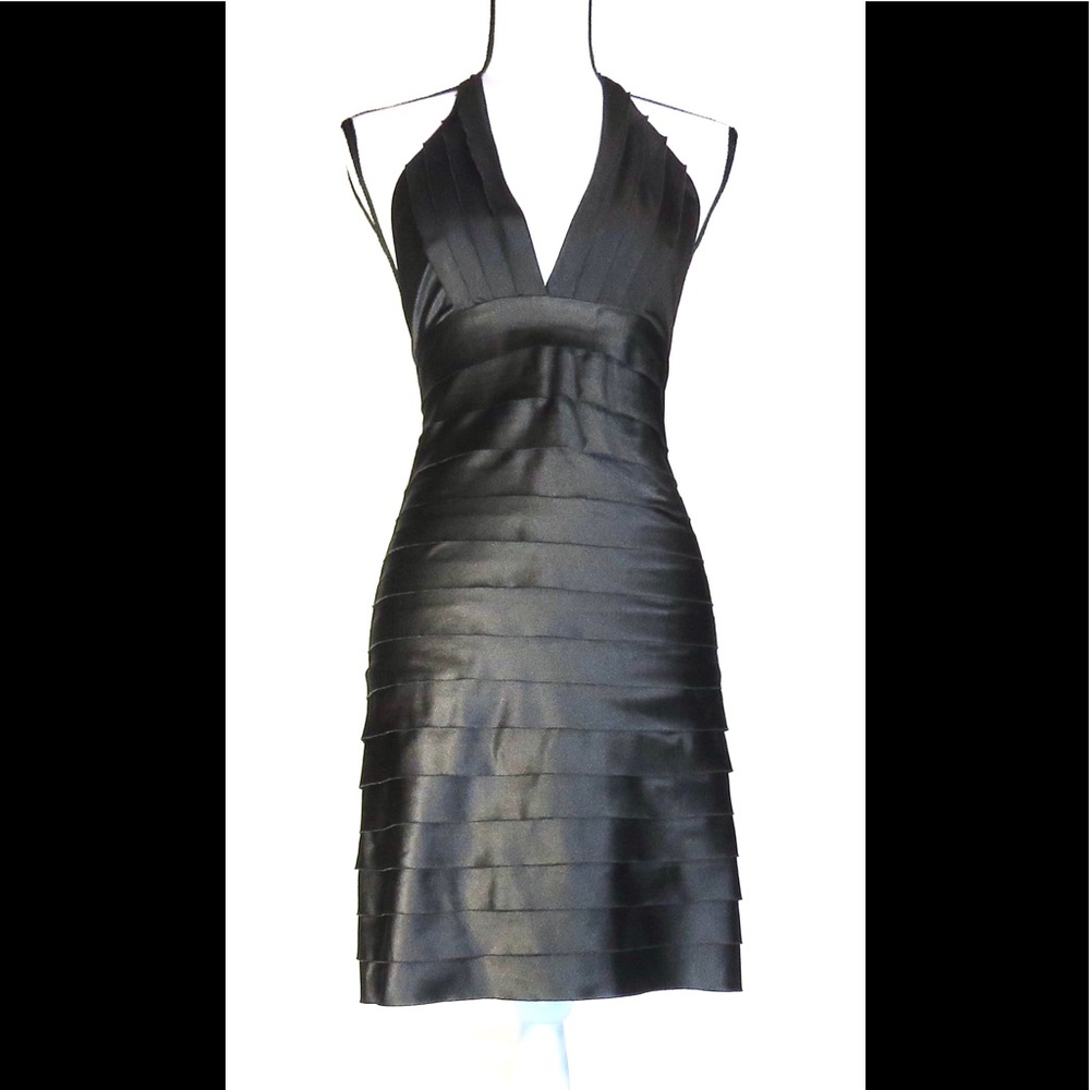 TEA/F BLACK LAYERED COCKTAIL PARTY MINI DRESS